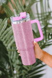Pink Rhinestone 40oz cup with straw