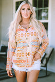 Multicolor Western Aztec Print Button Up light Jacket