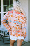 Multicolor Western Aztec Print Button Up light Jacket