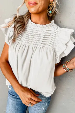 Smocked Ruffle Sleeve Blouse