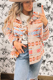 Multicolor Western Aztec Print Button Up light Jacket