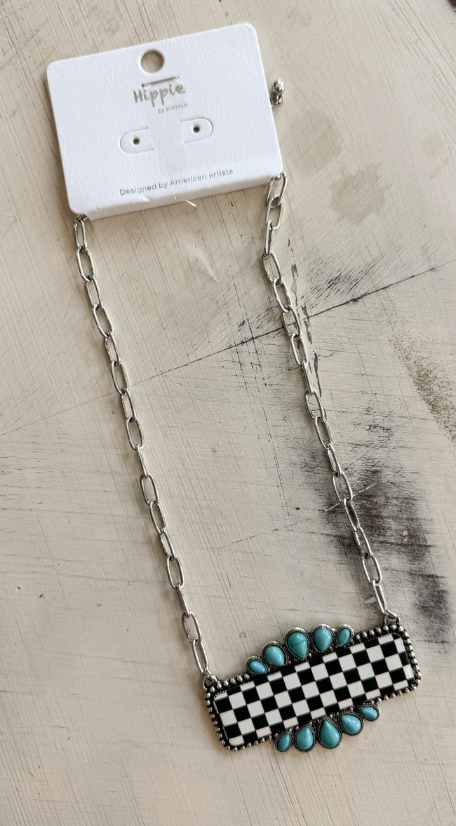 Checkered Turquoise Necklace