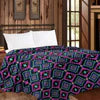 Thin Throw Blanket- Black & Pink Aztec