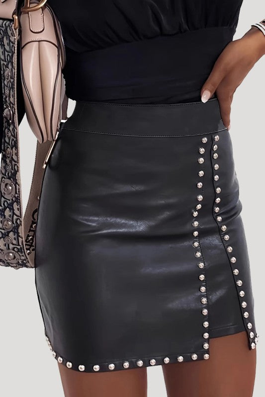 Studded Wrap Casual Mini Skirt