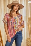 Embroidered serape plus size top