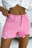 Pink denim shorts