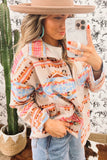 Multicolor Western Aztec Print Button Up light Jacket