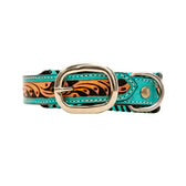 Acety Hand-Tooled Leather Dog Collar