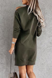 Green Single Cold Shoulder T-Shirt dress with slits