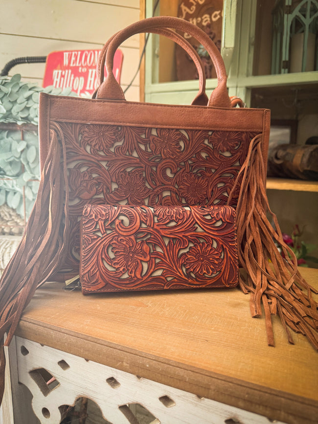 Tooled Fringe Purse ( matching wallet sold separately)