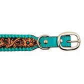 Acety Hand-Tooled Leather Dog Collar