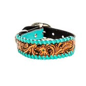 Acety Hand-Tooled Leather Dog Collar