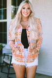 Multicolor Western Aztec Print Button Up light Jacket