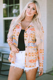 Multicolor Western Aztec Print Button Up light Jacket