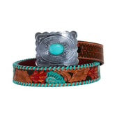 Tropical Forest Hand-Tooled Leather Belt