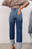 Blue High Waist Distressed Straight Leg Jeans