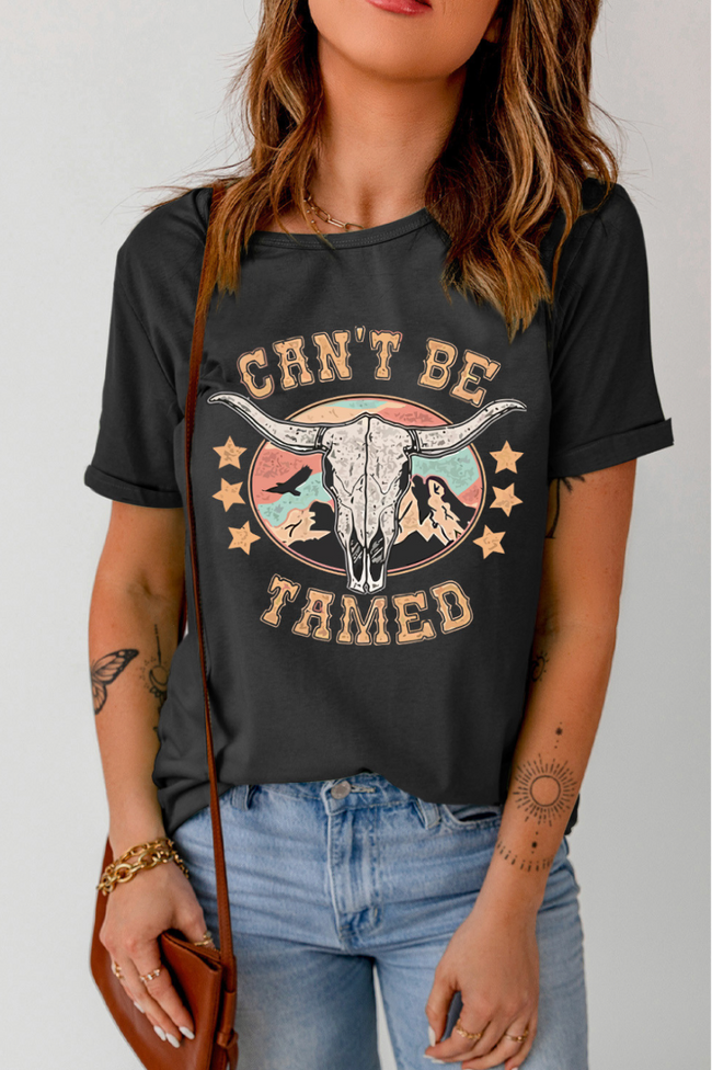 CAN'T BE TAMED Longhorn Graphic T Shirt