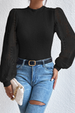 Sunflower Mesh Bubble Sleeve Waffle Knit Top