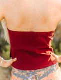 Deep Red Button Down Corset Top