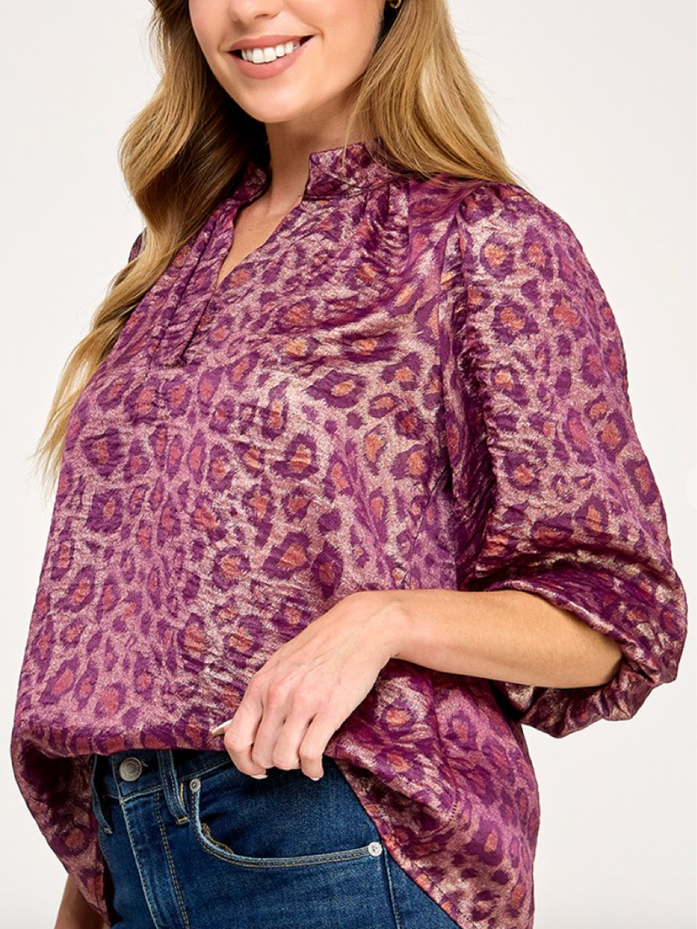 Foil Burgundy Leopard Blouse