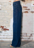 Iridescent Rhinestone High-Rise Wide Leg Jeans