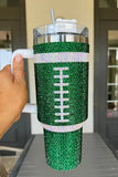 Dark Green Rhinestone Rugby Football Handle Vacuum Cup 40oz