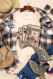 Khaki Western Poker Cards Graphic T-Shirt