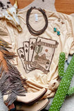 Khaki Western Poker Cards Graphic T-Shirt