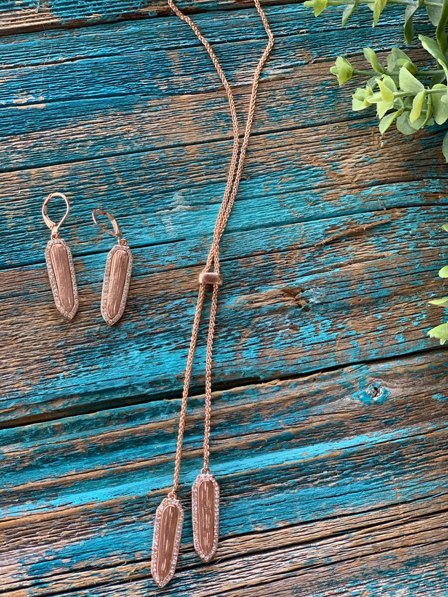 Copper Crystal Stone Necklace Set