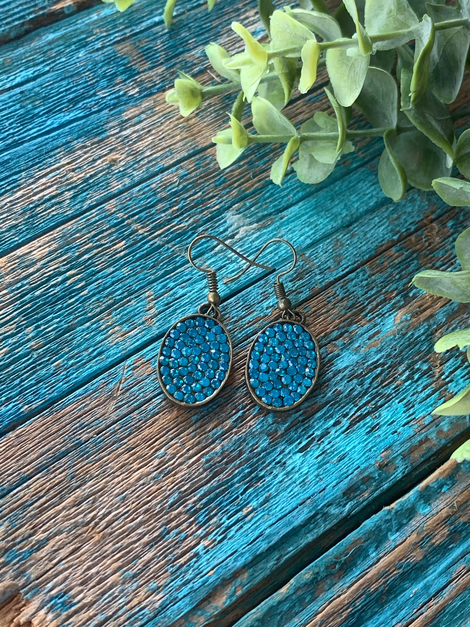 Blue Bronzed Glitz Earrings