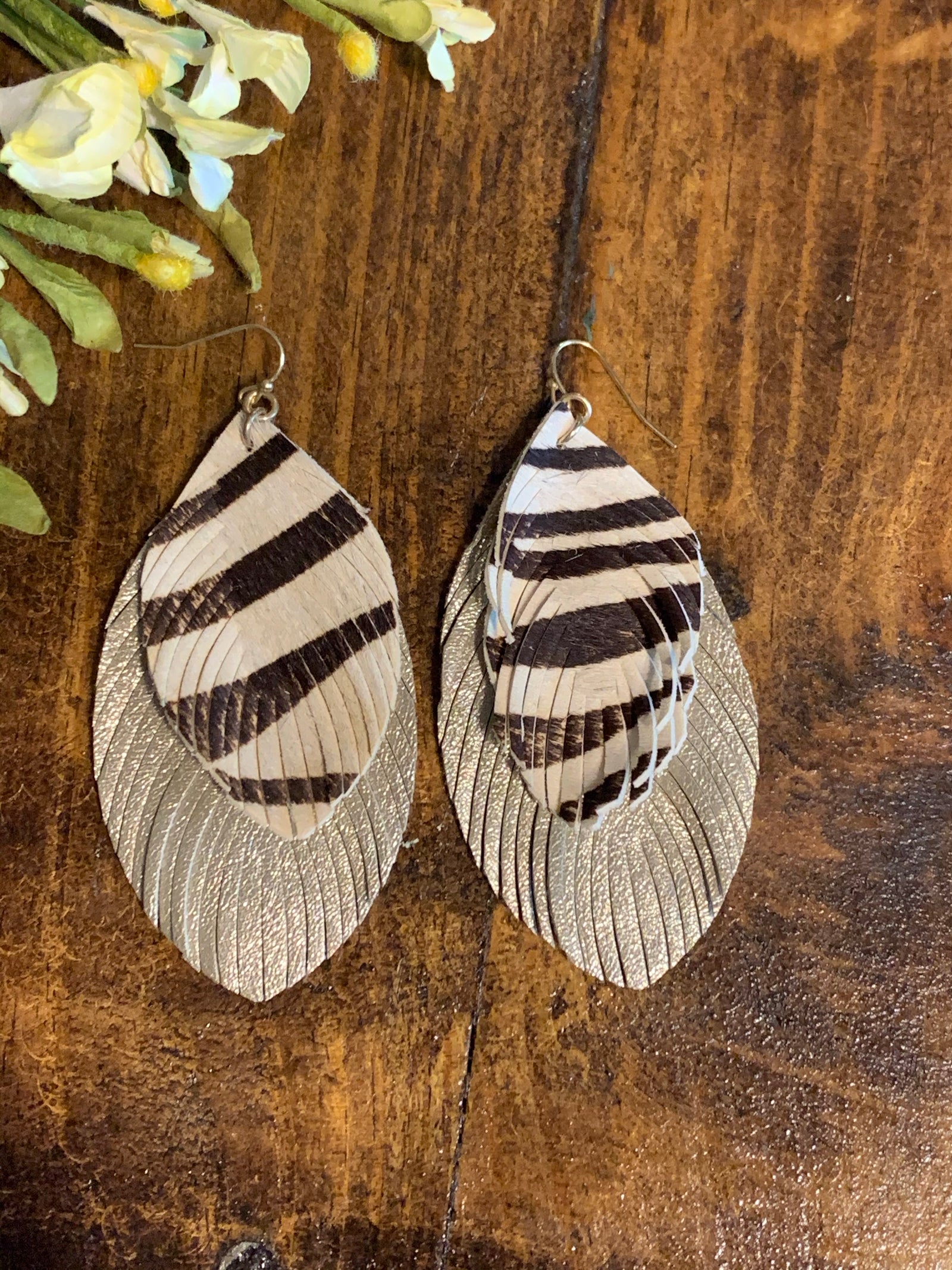 Zebra Feathered Earrings
