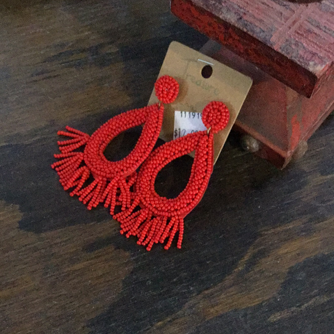 Beaded Pearl Tassel Necklace Set